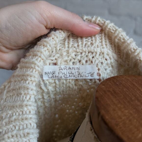 Vintage Wool Fisherman Knit Grandpa Sweater Minimalist Chunky Cable Knitted Top - Picture 7 of 8